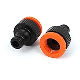 uxcell ホース ノズル　アダプター　コネクタ　オレンジ　プラスチック　ガーデン用　12mmスレッド 2個入り