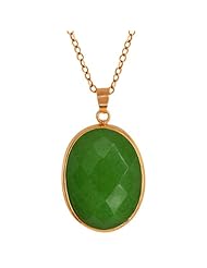 Stunning 1" Jadelite Faceted Light Green Color Oval Pendant With 18" Chain