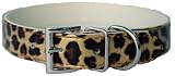 Bellas Luxury Cheetah Print Leather Dog Collar (for Small Dog Breeds) - Large, Brown, 18" x .75"