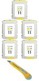 Five Yellow Ink Cartridges HP 11 XL HP11 HP11Y + Cutter for HP Printers DesignJet 500, DesignJet 510, DesignJet 800
