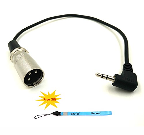 BesYee Right Angle 90 Degree 3.5mm (Mini) 1/8" TRS Stereo Male to XLR Male Adapter Cable Cord 1 Feet (35RM-XLRM)