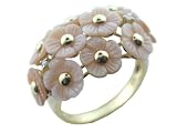 Pink Mother Of Pearl Floral Garden Ring, 14k Gold