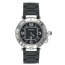 Cartier Men's Pasha Seatimer Automatic Stainless Steel and Rubber Watch #W31077U2