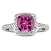 1 1/2ct Cushion Cut Created Pink Sapphire and Diamond Ring in Sterling Silver
