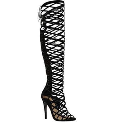 ... KNEE HIGH HEEL BOOTS GLADIATOR SANDALS STRAPPY SIZE: Amazon ... KNEE HIGH HEEL BOOTS GLADIATOR SANDALS STRAPPY SIZE: Amazon