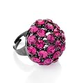 Crystal Fashion Ring Hematite & Fuchsia Pink