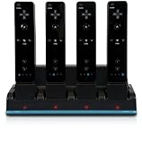 Wii Quadruple Remote Charger with 4 Rechargeable Batteries - Black