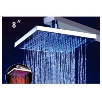 Faucetland 004002373 8 Square Multi Color LED Rain Shower Head