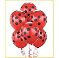 Party Supplies - Red with Big Black Dots Balloons (6)
