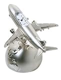 Minya International Corp. MI-697 Metal Airplane Clock on Globe Base