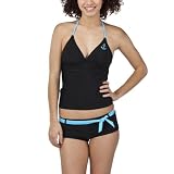 Xhilaration® Juniors Anchor Print 2 pc. Tankini Swimsuit - Black/Turquoise