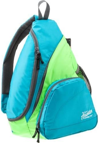 Austin Clothing Co. Sling Backpack, Blue with Green Gecko