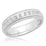 10k White Gold Machine Set Diamond Ring (1/2 cttw, I-J Color, I3 Clarity), Size 5