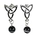 Trinity Knot Dangle Black and Gray Bead Design Post Earrings