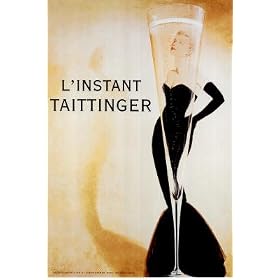 Professionally Framed L'Instant Taittinger (Grace Kelly Champagne Ad) Art Poster - 24x36 with RichAndFramous Black Wood Frame
