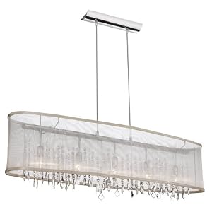 Dainolite 85303A-PC-CRY-46910-117 5-Light Crystal Chandelier with Oval Organza Shade for... by Dainolite