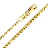 14K Yellow Gold 1.1mm Braided Wheat Chain Necklace with Lobster Claw Clasp - 16