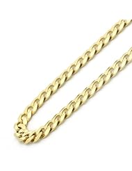 14K Gold 4.5mm Italian Yellow Pave Curb Chain Necklaces ( Available Length 16", 18", 20", 22", 24")