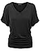 Mirity Womens Short Sleeve Boat Neck Cute Solid Shirring Dolman Drape Tops