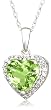 10k White or Yellow Gold, August Birthstone, Peridot and Diamond Heart Pendant