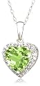 10k Choice of White or Yellow Gold, August Birthstone, Peridot and Diamond Heart Pendant