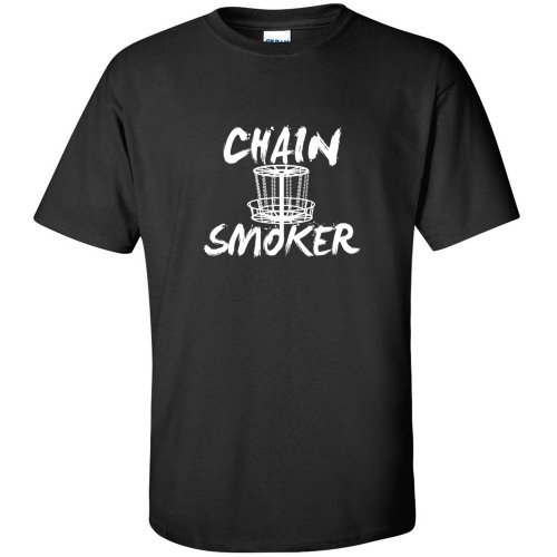 CHAIN SMOKER FRISBEE GOLF FUNNY Disc MENS T-SHIRT