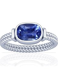 Platinum Cushion Cut Blue Sapphire Womens Astrological Ring