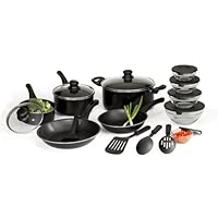 Basic Essentials 17 Piece Aluminum Cookware Set, Black
