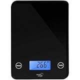 Smart Weigh GLS20 Digital Glass Top Kitchen and Food Scale, Audible Touch Buttons, 5-unit Modes, Liquid Measurement Technology, Professional Design, Black