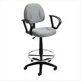 Boss Drafting Stool with Footring and Arms - Gray