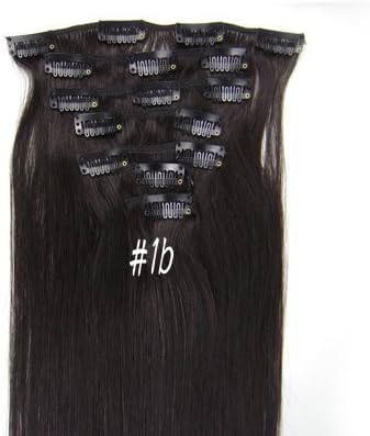 Grammy 22 Inch 7pcs Remy Clips In Human Hair Extensions 70gr With Clips For Highlight Or Full Head (24inch   100g/7pcs, #1B Natural Black)