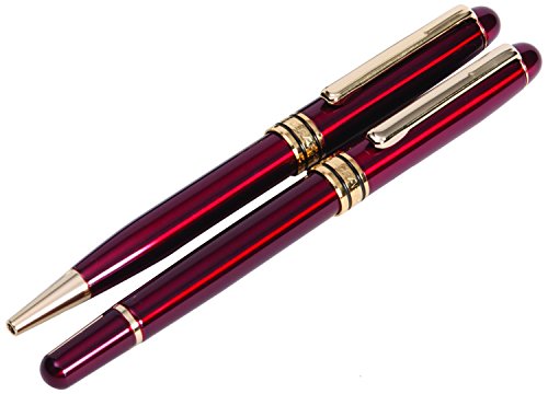 SKILCRAFT - 7520-01-451-9188 - Executive Fountain Pen and Ball Point Pen Set, Burgundy Barrel, Black Ink