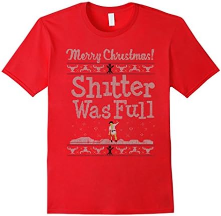 Men's Merry Christmas Shitter Was Full - Retro Ugly Christmas Shir Large Red