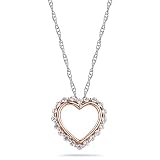 10k Rose, Yellow, or White Gold Diamond Heart Pendant (1/8 cttw, I-J Color, I2-I3 Clarity), 18