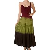 Sakkas 3-Tone Rayon Embroidered Adjustable Spaghetti Straps Long Dress