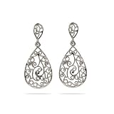 Eve's Addiction Sterling Silver Vintage Filigree Teardrop Earrings