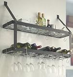 Rogar Estate Wall-Mounting 2-Shelf Wine Rack- Black/ Chrome