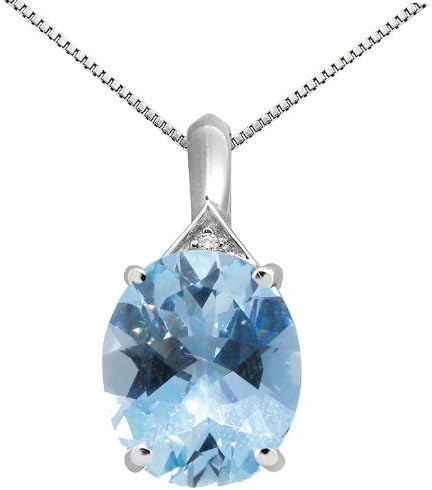 5.49Ct Oval Shaped Aquamarine and Diamond Pendant in 10K Gold