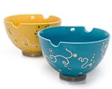 La Cafetiere Glamour Berry Noodle Bowls, Blue and Yellow