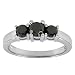 14k White Gold Black Diamond 3-Stone Ring (1 cttw)