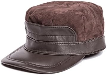 MMFur Casual Outfitters Solid Genuine Lambskin Leather Cap Ivy Hat Brown