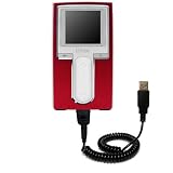 Coiled Power Hot Sync and Charge USB Data Cable w/ Tip Exchange for the iRiver H10 6GB - Gomadic Brand