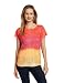 Chaus Women's Ombre Tie-Dye Stripe Embellished Tee, Orange Burst, Large