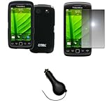 EMPIRE Black Rubberized Hard Case Cover + Mirror Screen Protector + Retract ....