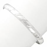 Sterling Silver 7mm Diamond-cut Flexible Bangle