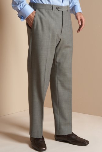 Flat Front Formal Trousers with Wool