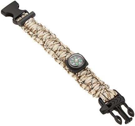 1Pc Outdoor Camping Paracord Parachute Cord Emergency Kit Survival Bracelet Rope With Whistle Buckle Compass Flint Fire Starter - Camouflage 1