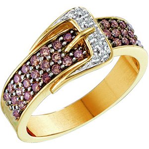 1/2 Carat Chocolate & White Diamond 14k Yellow Gold Fashion Buckle Ring