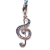 Cell Phone Mobile Camera Charm Strap Beautiful Blue Diamond Music Note