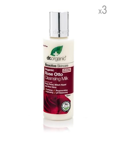 Dr Organic Set 3 Latte Detergente Viso Rosa Ottomana 150 ml cad.